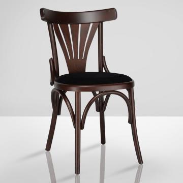 CABRIS | Chaise bistrot en bois courbé | Wengé | Bois cintré | Cuir noir