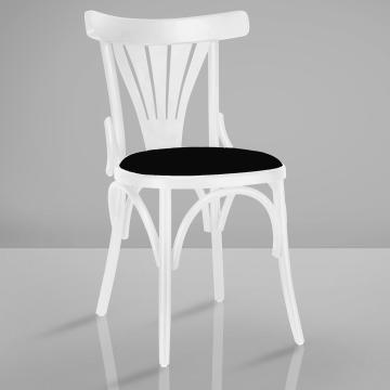 CABRIS | Sedia in legno curvato | Bianco | Legno di prua | Pelle nera