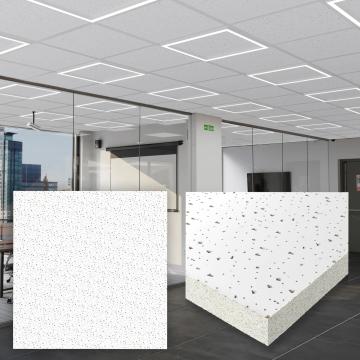 CALGARY | Panneau en fibre minérale | 62x62cm | Blanc | Panneaux de plafond modulaires | Perforations diffusantes
