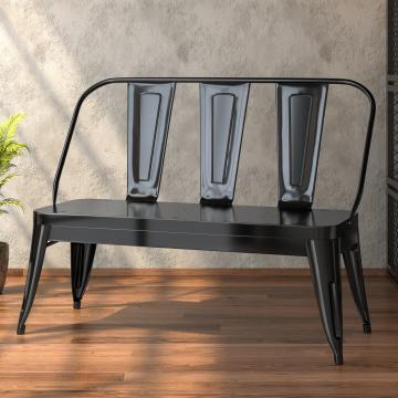 CALIFORNIA | Industrial Style Tolix Bench | Black Matt | 115cm | Metal | + backrest