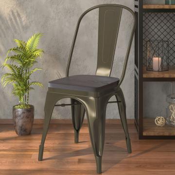 CALIFORNIA | Tolix Style Chair | Rust Matt | Metal | + wooden seat
