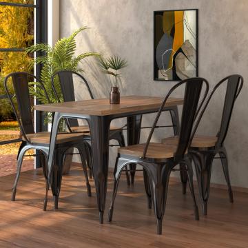 Majroe buket Sund og rask CALIFORNIA | Tolix bord + 4x stol | 120x60cm | Wenge & Rust Matt - GGM  Möbel International GmbH