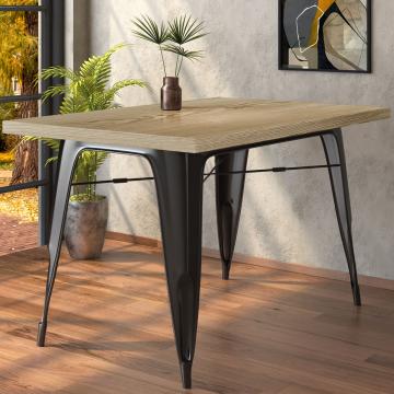 CALIFORNIA | Tolix Stil Tisch | B:T:H 120 x 70 x 78 cm | Eiche & Schwarz | Rechteckig