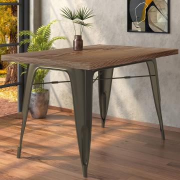CALIFORNIA | Tolix Stil Tisch | B:T:H 120 x 60 x 78 cm | Walnuß & Rost | Rechteckig
