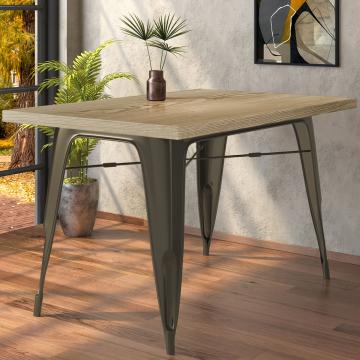 CALIFORNIA | Tolix Stil Tisch | B:T:H 120 x 60 x 78 cm | Eiche & Rost | Rechteckig
