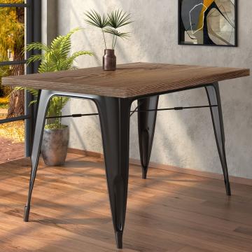 CALIFORNIA | Tolix Stil Tisch | B:T:H 120 x 60 x 78 cm | Walnuß & Schwarz | Rechteckig