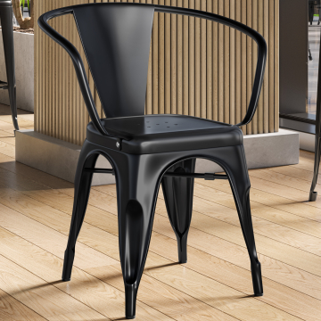 CALIFORNIA ARM | Tolix Style Chair | Black Matt | Metal