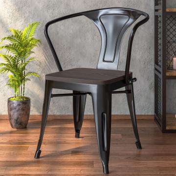 CALIFORNIA ARM-S | Tolix Style Chair | Black Matt | Metal