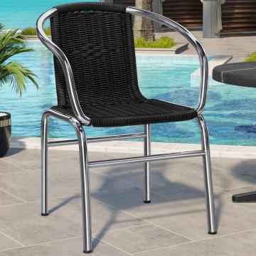 CAPRI | Bistro rattan chair | Black | Stackable