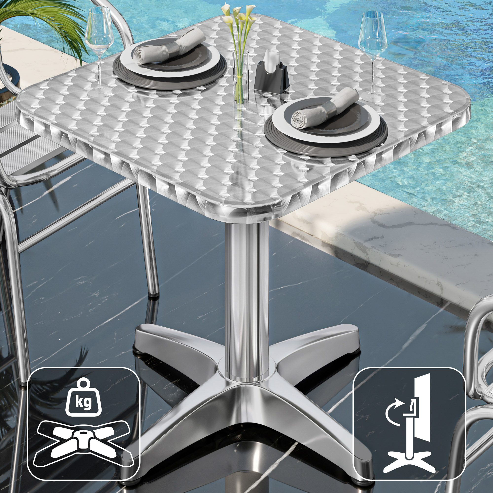 Table basse de piscine design aluminium et hpl 995