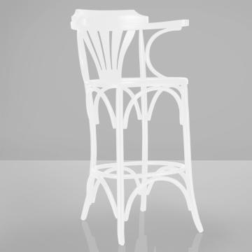 CHAUSEY | Sgabello bistrot in legno curvato | Bianco | Legno di prua | Sedile in legno