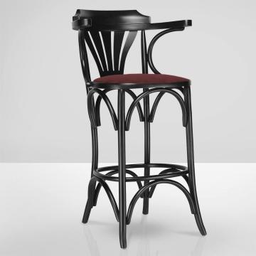 CHAUSEY | Bentwood Bar Stool | Black | Bentwood | Leather Bordeaux