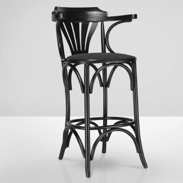CHAUSEY | Bentwood Bar Stool | Black | Bentwood | Black leather