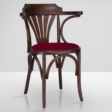 CHAUSEY | Sedia in legno curvato | Wengé | Legno di prua | Pelle Bordeaux