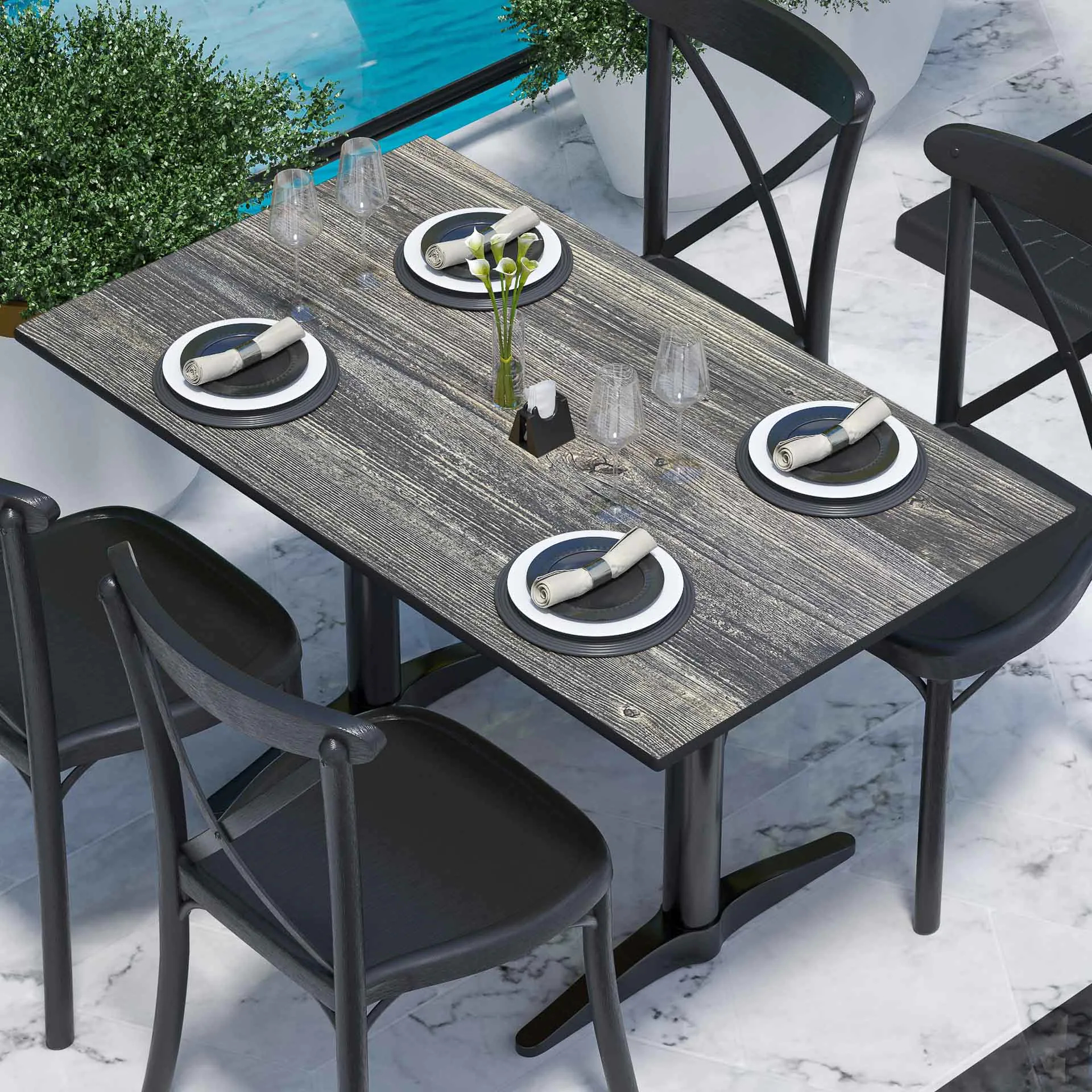 COMPACT | Gastro HPL Tischplatte | 120x70cm | Rustikal Kiefer | Rechteckig  - Gastronomiemöbel von GGM Möbel mit Tiefpreis-Garantie