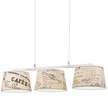 Skärm hängande lampa Tyg | Shabby | Vintage | Vit | Beige | Textil
