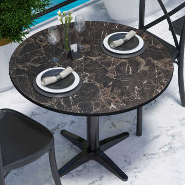 COMPACT | HPL table top | Ø 70 cm | Cappuccino marble | Round