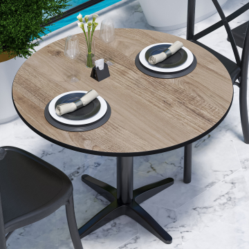 COMPACT | HPL table top | Ø 60 cm | Rustic oak | Round