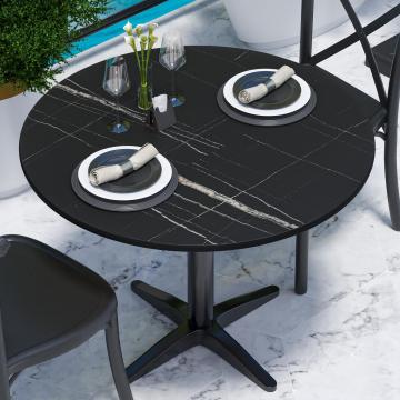 COMPACT | HPL table top | Ø 70 cm | Black marble | Round