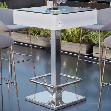 COOZY | LED-klubin seisova pöytä | K:S:H 70 x 70 x 121 cm | RGB | Ladattava akku