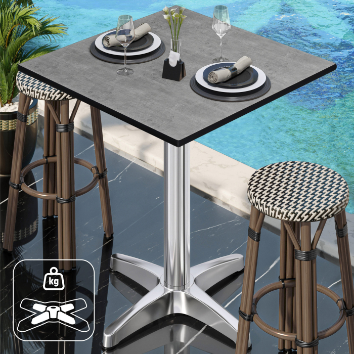 CPBL | HPL Compact Bistro Stehtisch | 60 x 60 x 110 cm | + Zusatzgewicht | Beton / Aluminium