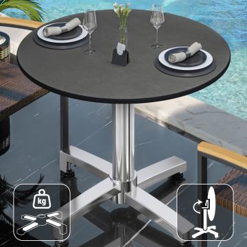 CPBC | HPL bistro table | Ø:H 70 x 78 cm | Anthracite / aluminium | Foldable + additional weight | Round
