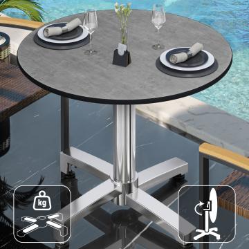 CPBC | HPL bistro table | Ø:H 60 x 78 cm | Concrete / aluminium | Foldable + additional weight | Round