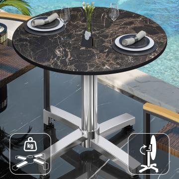CPBC | HPL bistro table | Ø:H 70 x 78 cm | Cappuccino marble / aluminium | Foldable + additional weight | Round