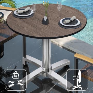 CPBC | HPL bistro table | Ø:H 60 x 78 cm | Wenge / Aluminium | Foldable + additional weight | Round