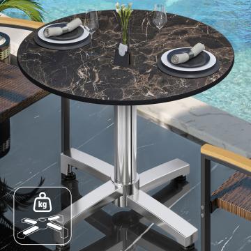 CPBC | Kompaktowy stół bistro | Ø:H 70 x 78 cm | Marmur cappuccino / Aluminium | Dodatkowa waga