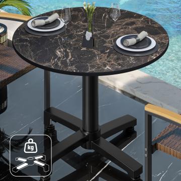 CPBC | HPL bistro table | Ø:H 70 x 78 cm | Cappuccino marble / aluminium black | Additional weight | Round