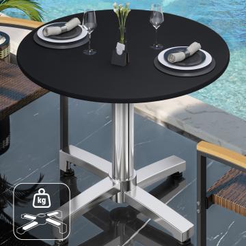 CPBC | Kompaktowy stolik bistro | Ø:H 70 x 78 cm | Czarny / Aluminium | Dodatkowa waga