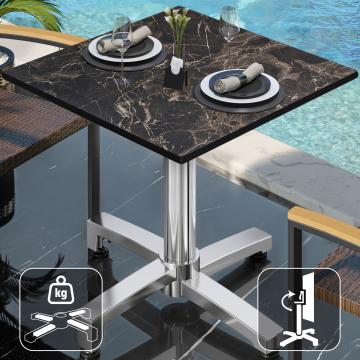 CPBC | HPL bistro table | W:D:H 70 x 70 x 78 cm | Cappuccino marble / aluminium | Foldable + additional weight | Square