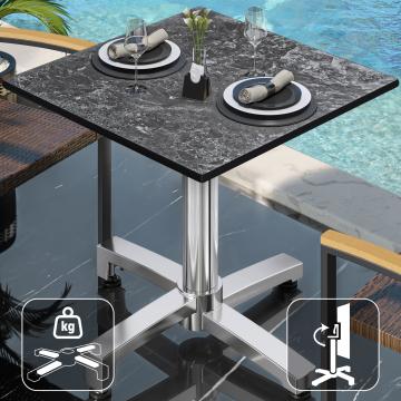 CPBC | HPL bistro table | W:D:H 60 x 60 x 78 cm | Rocks / Aluminium | Foldable + additional weight | Square