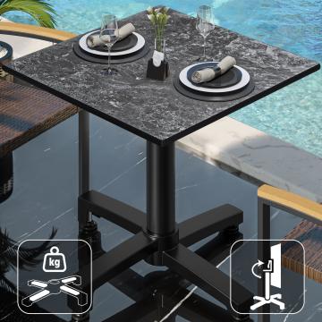 CPBC | HPL bistro table | W:D:H 70 x 70 x 78 cm | Rocks / Aluminium | Foldable + additional weight | Square