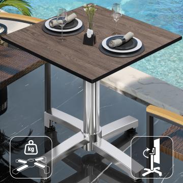 CPBC | HPL bistro table | W:D:H 70 x 70 x 78 cm | Wenge / Aluminium | Foldable + additional weight | Square