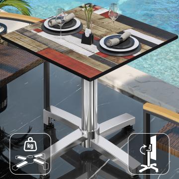CPBC | HPL bistro table | W:D:H 60 x 60 x 78 cm | Vintage coloured / aluminium | Foldable + additional weight | Square