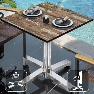 CPBC | HPL bistro table | W:D:H 60 x 60 x 78 cm | Vintage Old / Aluminium | Foldable + additional weight | Square