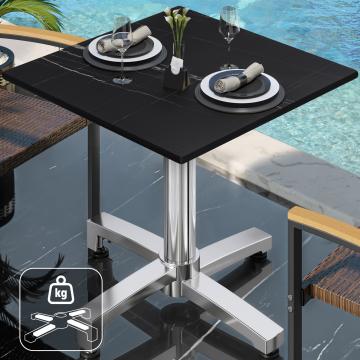 CPBC | HPL bistro table | W:D:H 60 x 60 x 78 cm | Black marble / aluminium | Additional weight | Square