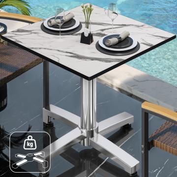CPBC | HPL bistro table | W:D:H 60 x 60 x 78 cm | White marble / aluminium | Additional weight | Square