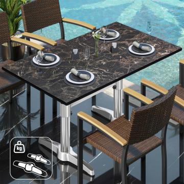 CPBL | HPL bistro table | W:D:H 120 x 70 x 78 cm | Cappuccino marble / aluminium | Additional weight | Rectangular