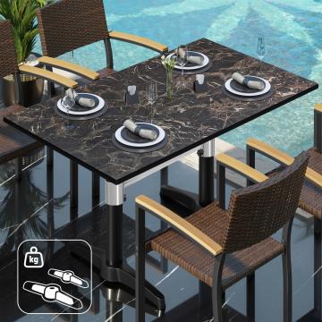 CPBL | HPL bistro table | W:D:H 120 x 70 x 78 cm | Cappuccino marble / aluminium black | Additional weight | Rectangular