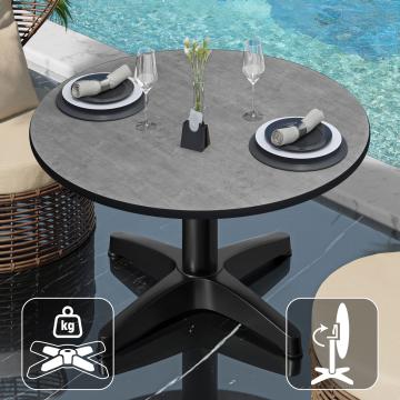 CPBL | Compact Lounge Table | Ø:H 70 x 42 cm | Beton / Aluminium Czarny | Składany | Dodatkowa waga