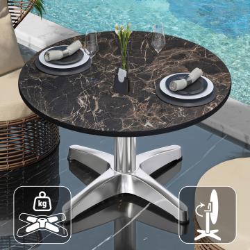 CPBL | Kompakt lounge bord | Ø:H 60 x 42 cm | Cappuccino-Marmor / Aluminium | Hopfällbar | Ytterligare vikt