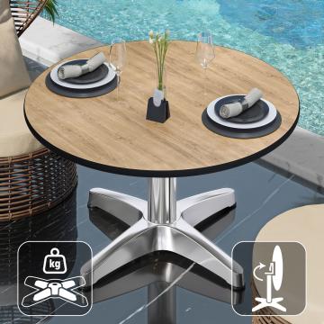 CPBL | Compacte Loungetafel | Ø:H 60 x 42 cm | Eiken / Aluminium | Opvouwbaar | Extra gewicht