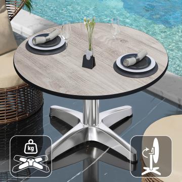 CPBL | Kompakt lounge bord | Ø:H 60 x 42 cm | Ek-Vit / Aluminium | Hopfällbar | Ytterligare vikt