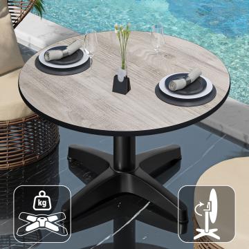 CPBL | Kompakt lounge bord | Ø:H 70 x 42 cm | Ek-Vit / Aluminium Svart | Hopfällbar | Ytterligare vikt