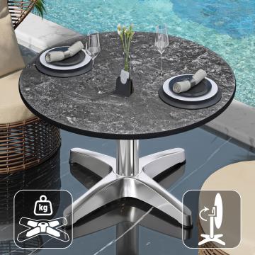 CPBL | Kompakt lounge bord | Ø:H 60 x 42 cm | Stenar / Aluminium | Hopfällbar | Ytterligare vikt
