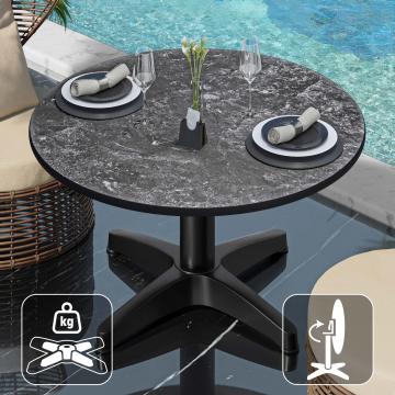 CPBL | Kompakt lounge bord | Ø:H 70 x 42 cm | Stenar / Aluminium | Hopfällbar | Ytterligare vikt