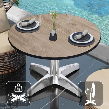 CPBL | Compacte Loungetafel | Ø:H 60 x 42 cm | Eiken / Aluminium | Opvouwbaar | Extra gewicht